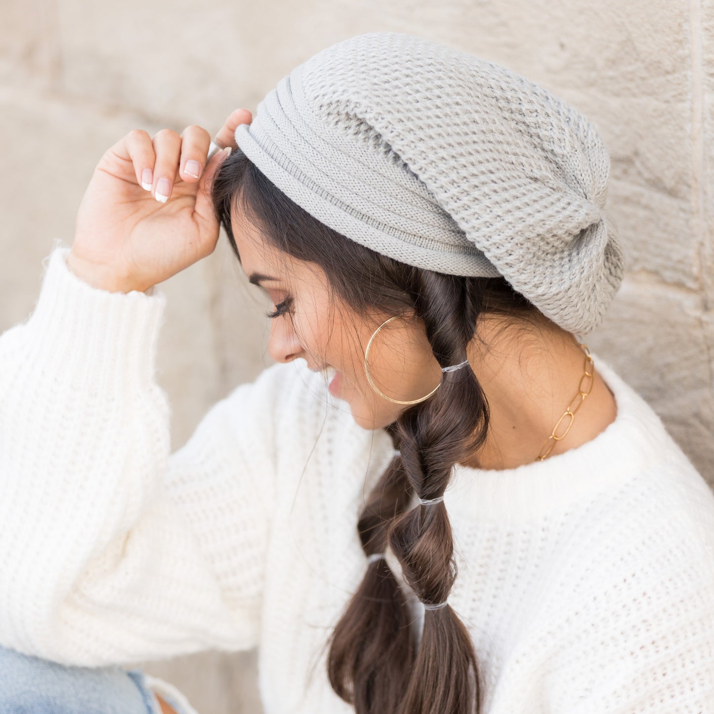 Waffle Weave Slouchy Beanie