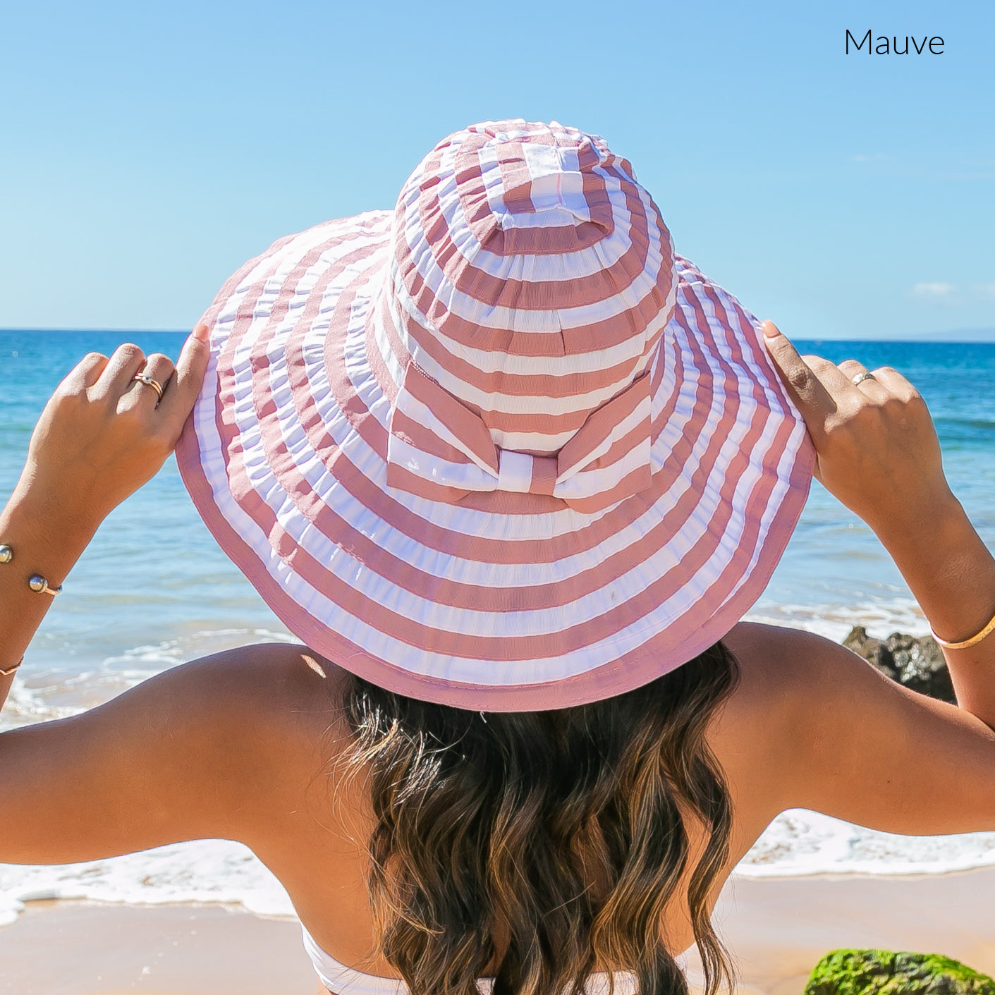 Stripe Bow Accent Sunhat