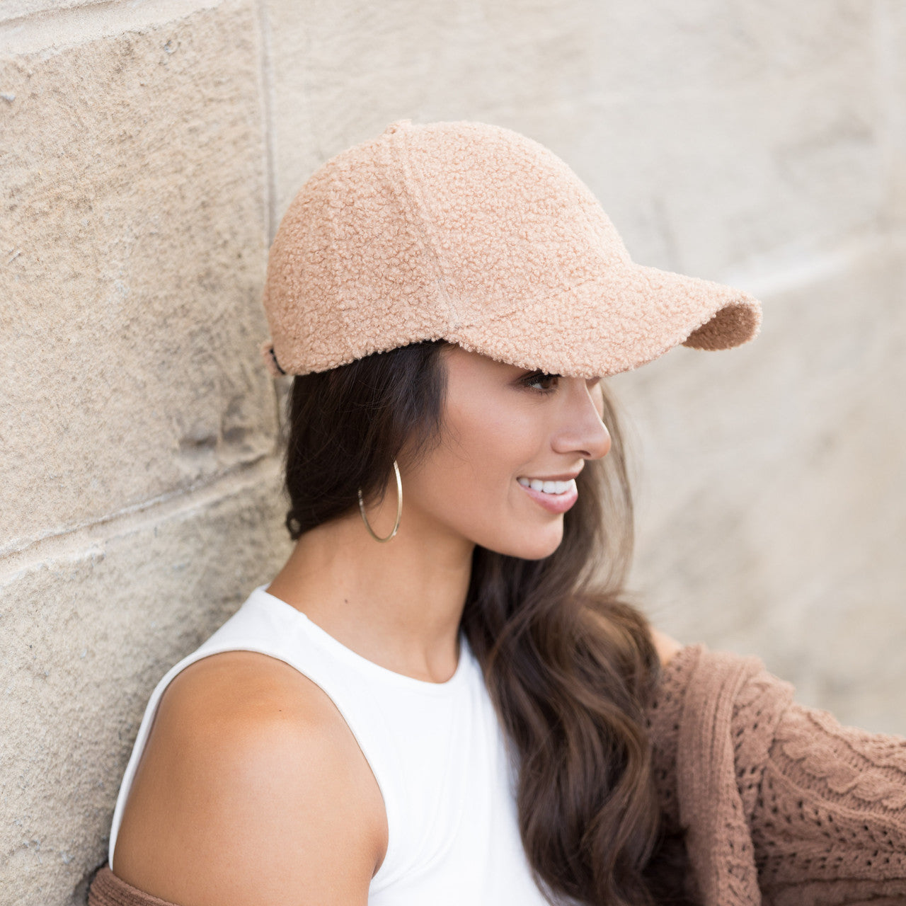 Boucle Sherpa Boyfriend Ball Cap-Light Camel