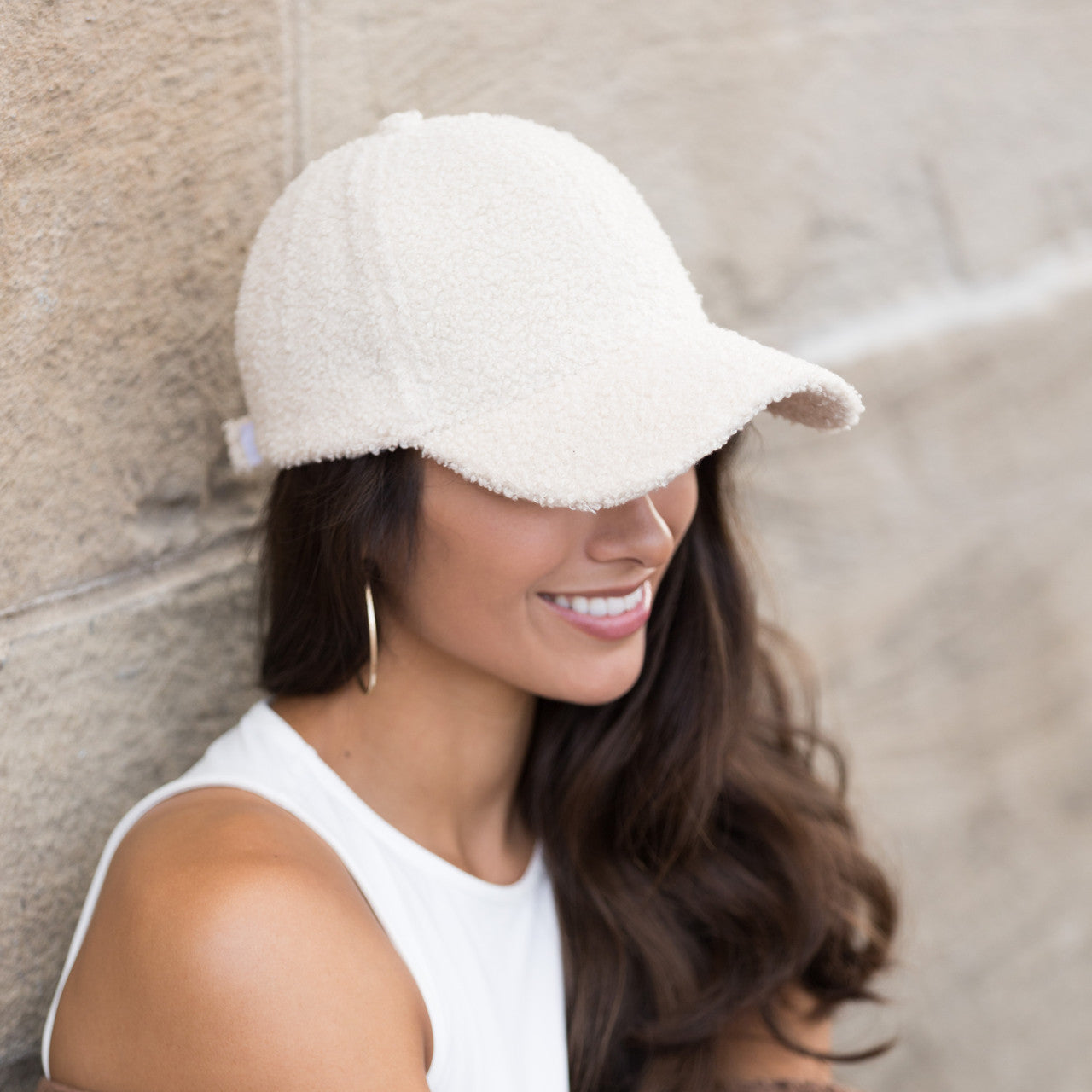 Boucle Sherpa Boyfriend Ball Cap-Beige