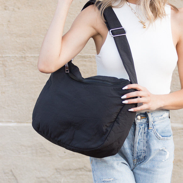 Lula Everywhere Nylon Messenger Bag- Black