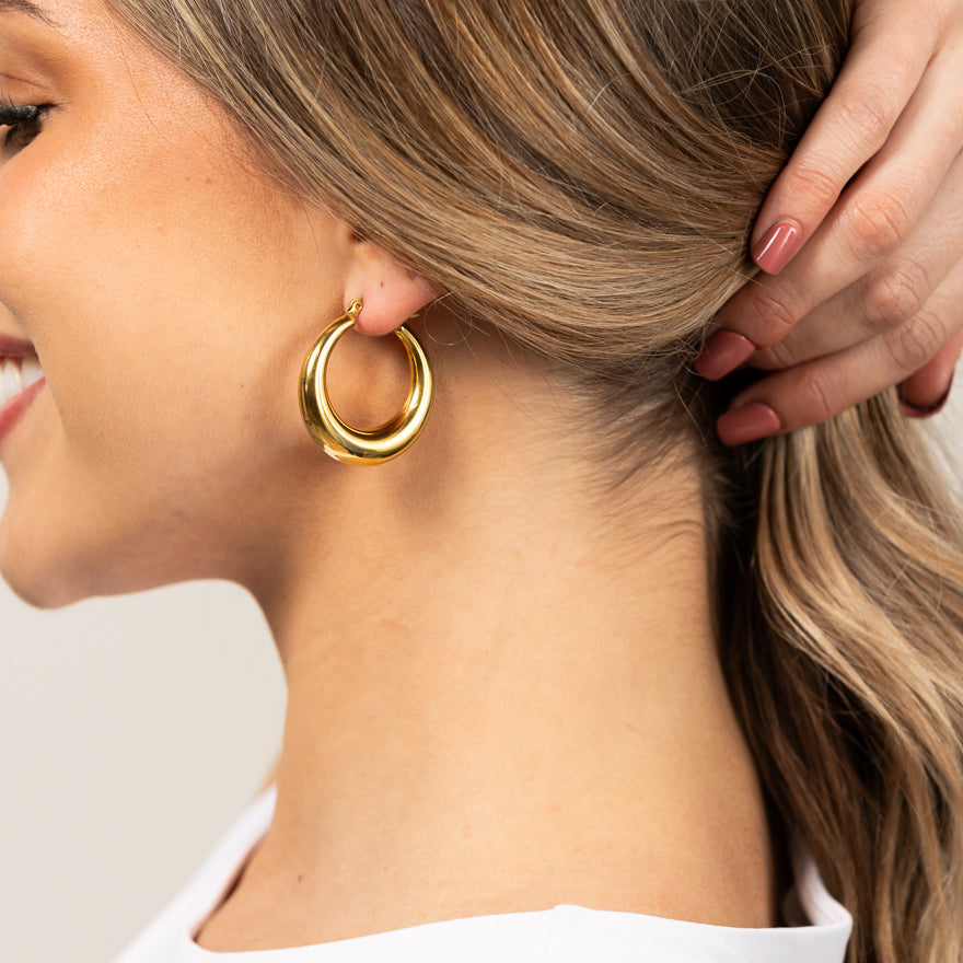 18K STAINLESS STEEL MOD HOOP EARRINGS
