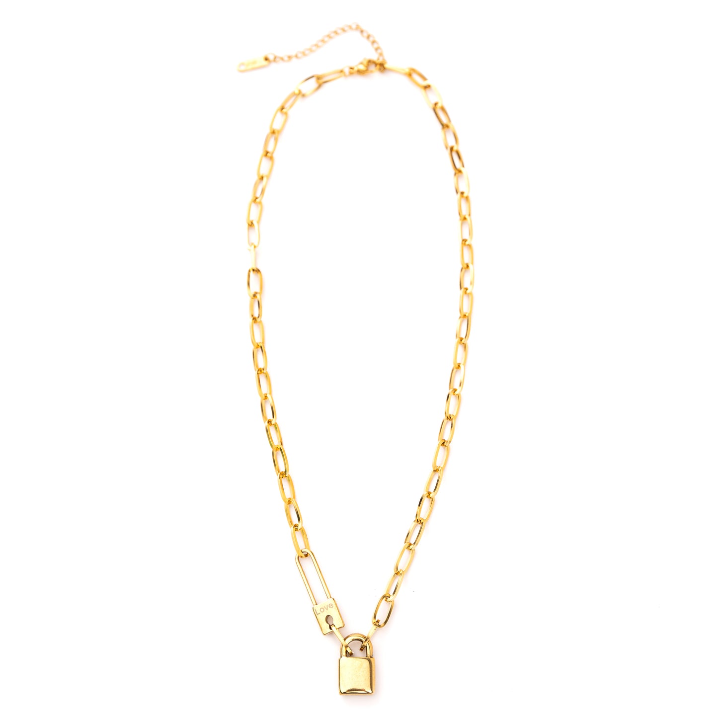 18K STAINLESS STEEL LOCK & CLIP CHAIN NECKLACE