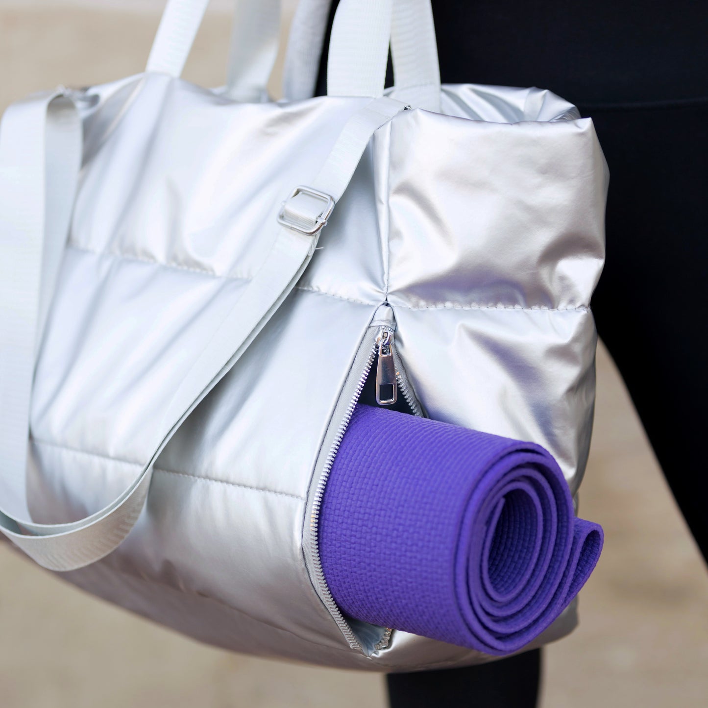 Metallic Puffer Tote