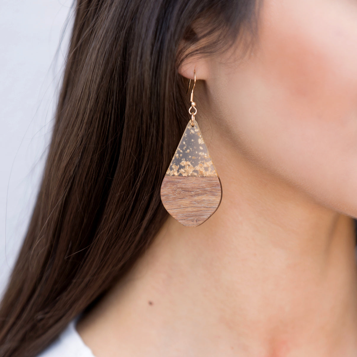Gold Fleck Resin Wood Earrings