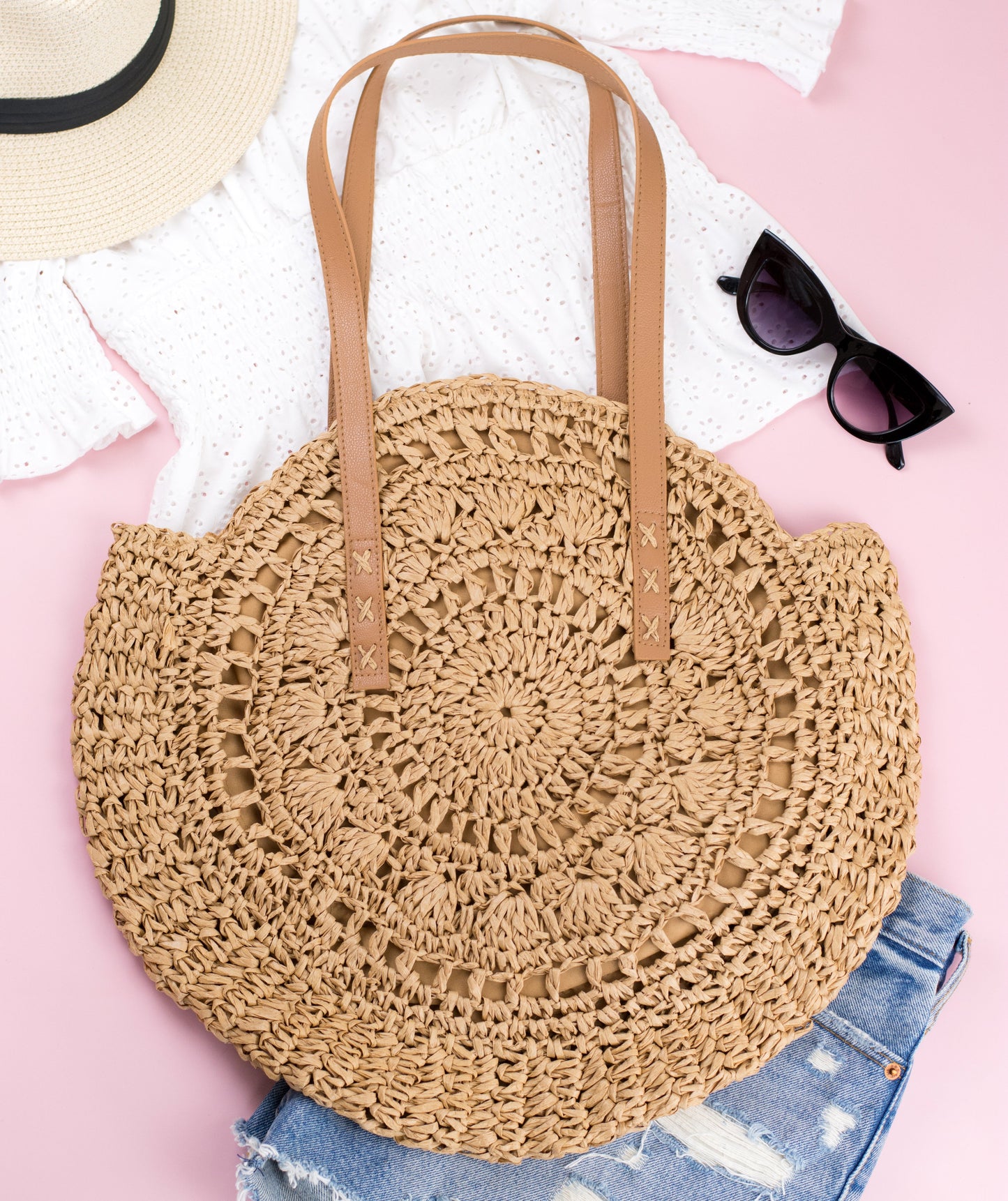 Straw Circle Tote