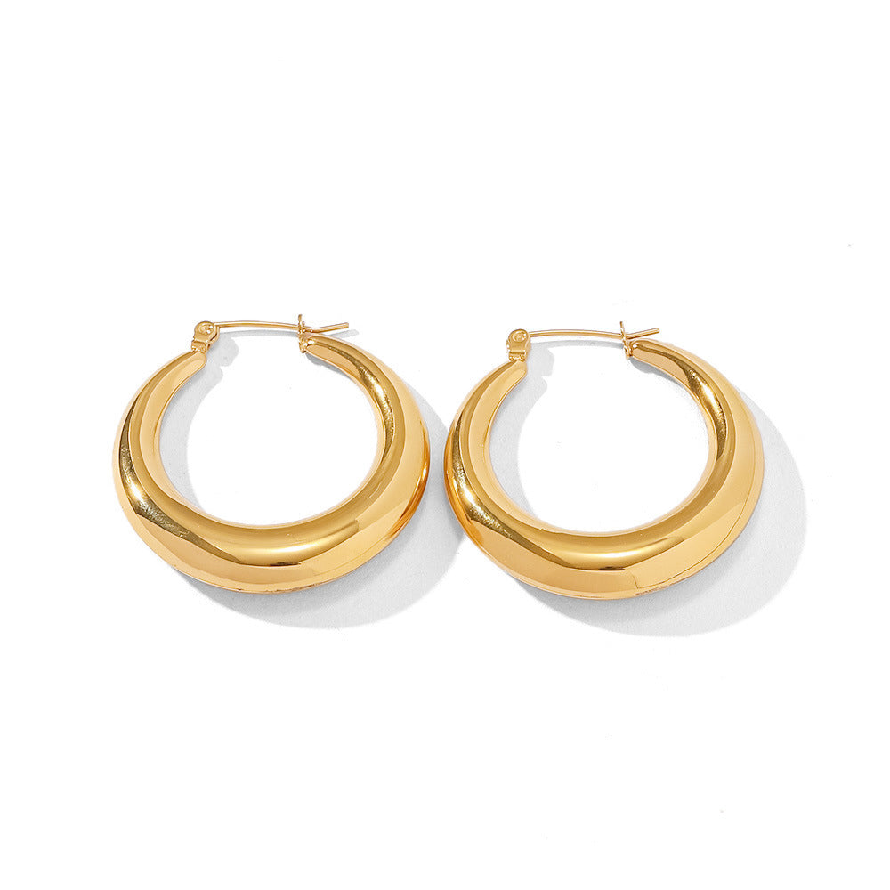 18K STAINLESS STEEL MOD HOOP EARRINGS