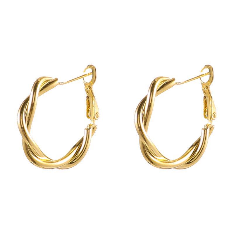 18K STAINLESS STEEL TWISTED HOOP EARRINGS