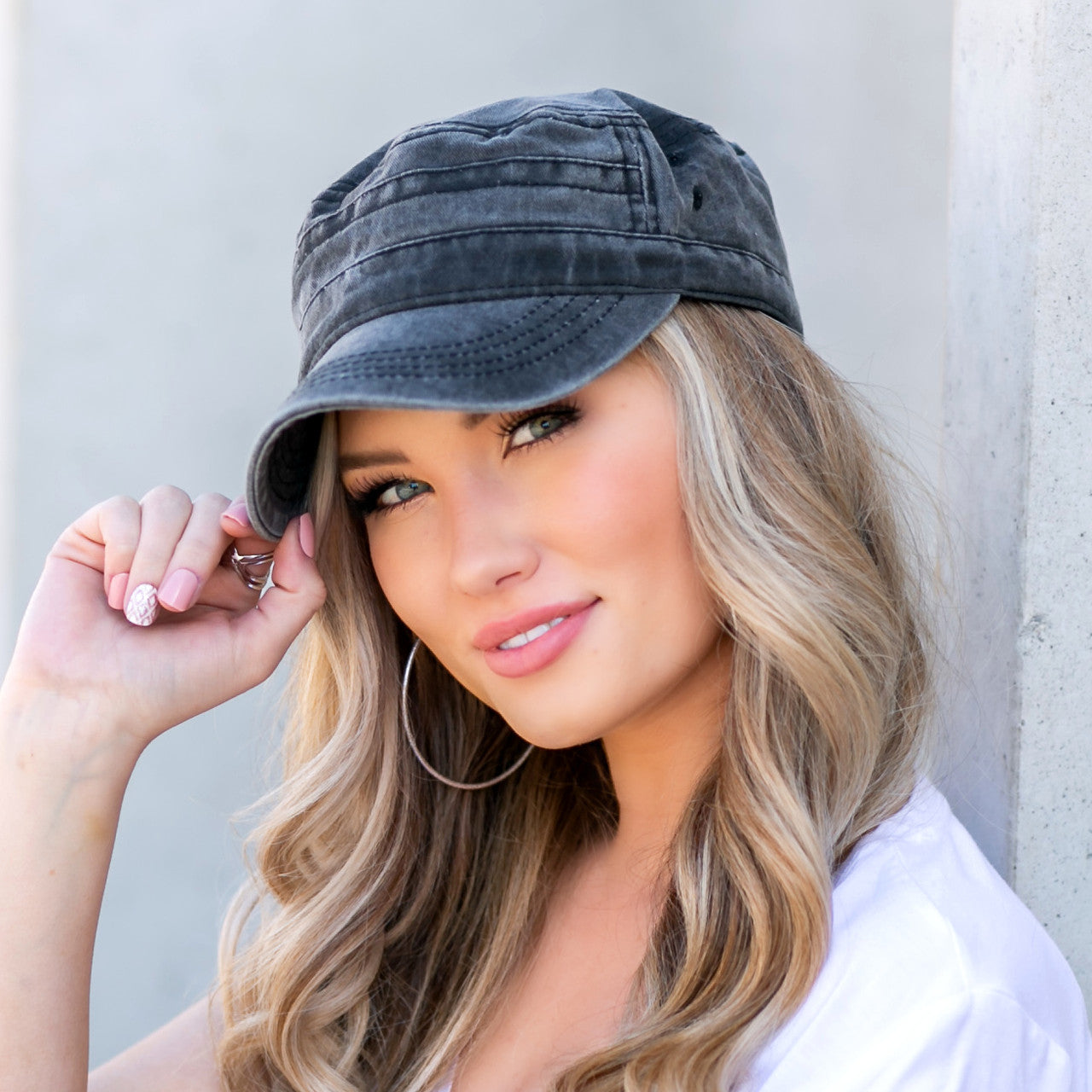 Distressed Cadet Cap- Black