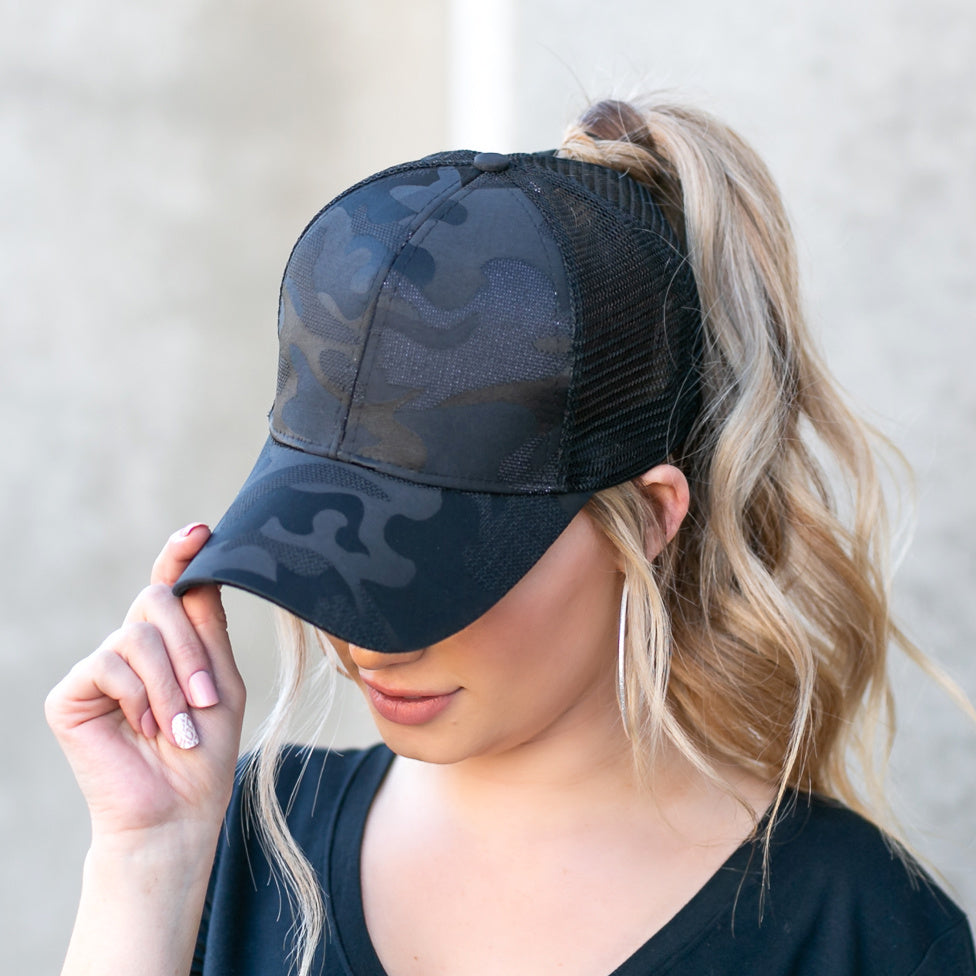 Camo Messy Bun Cap – Aili's Corner