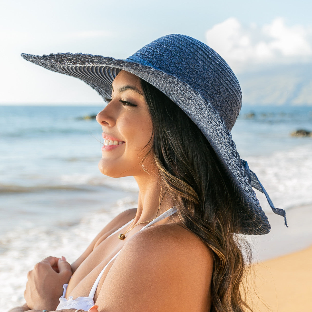 Scallop Edge Sunhat- Navy