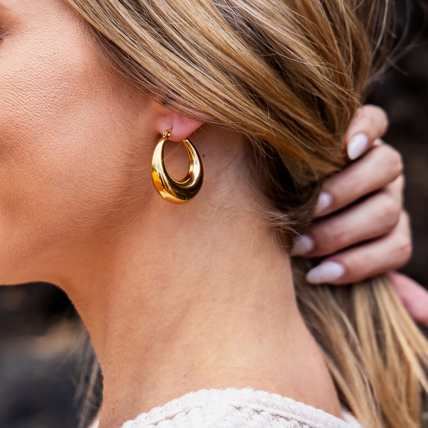 18K STAINLESS STEEL MOD HOOP EARRINGS