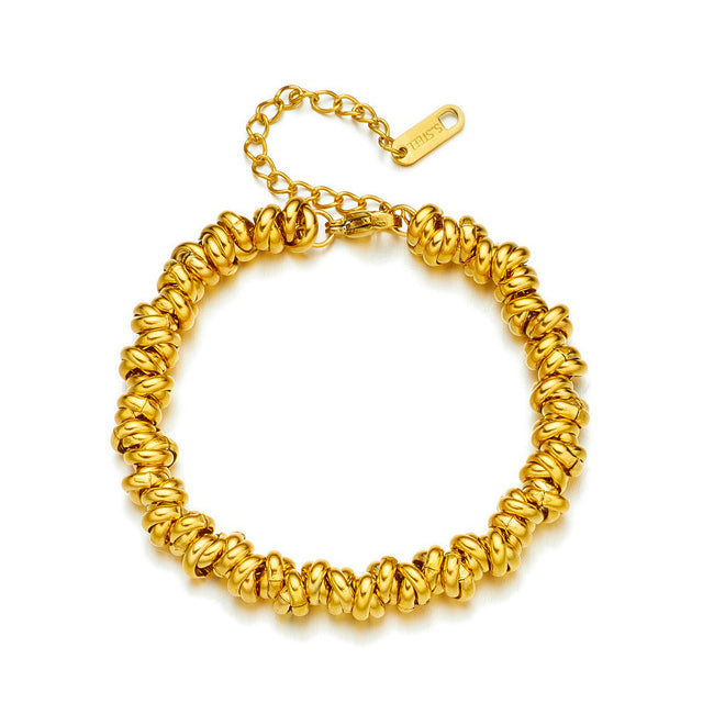 18K STAINLESS STEEL TWISTED BEAD BRACELET