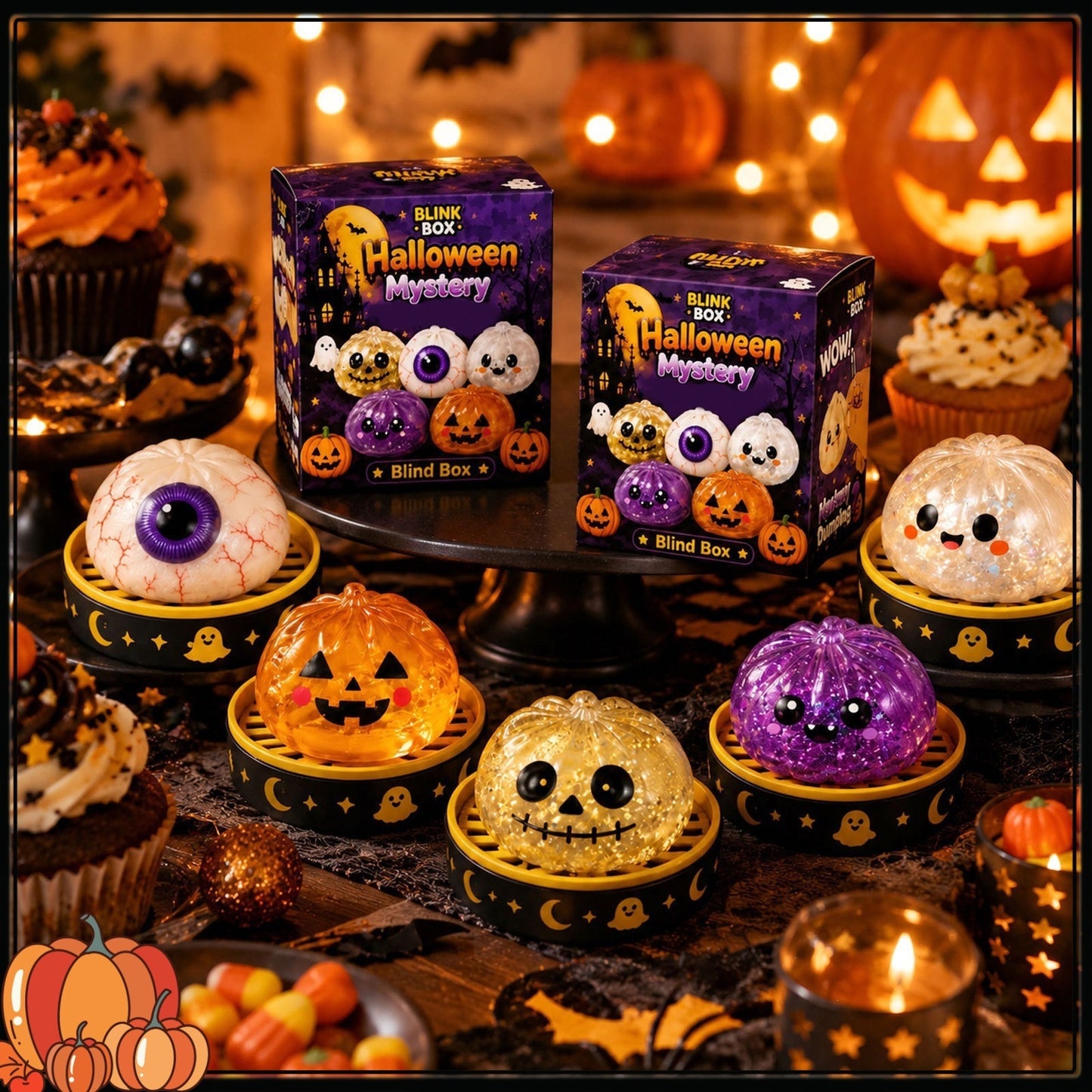Halloween Glitter Pectin Gel Filled Dumpling Squishy Toy
