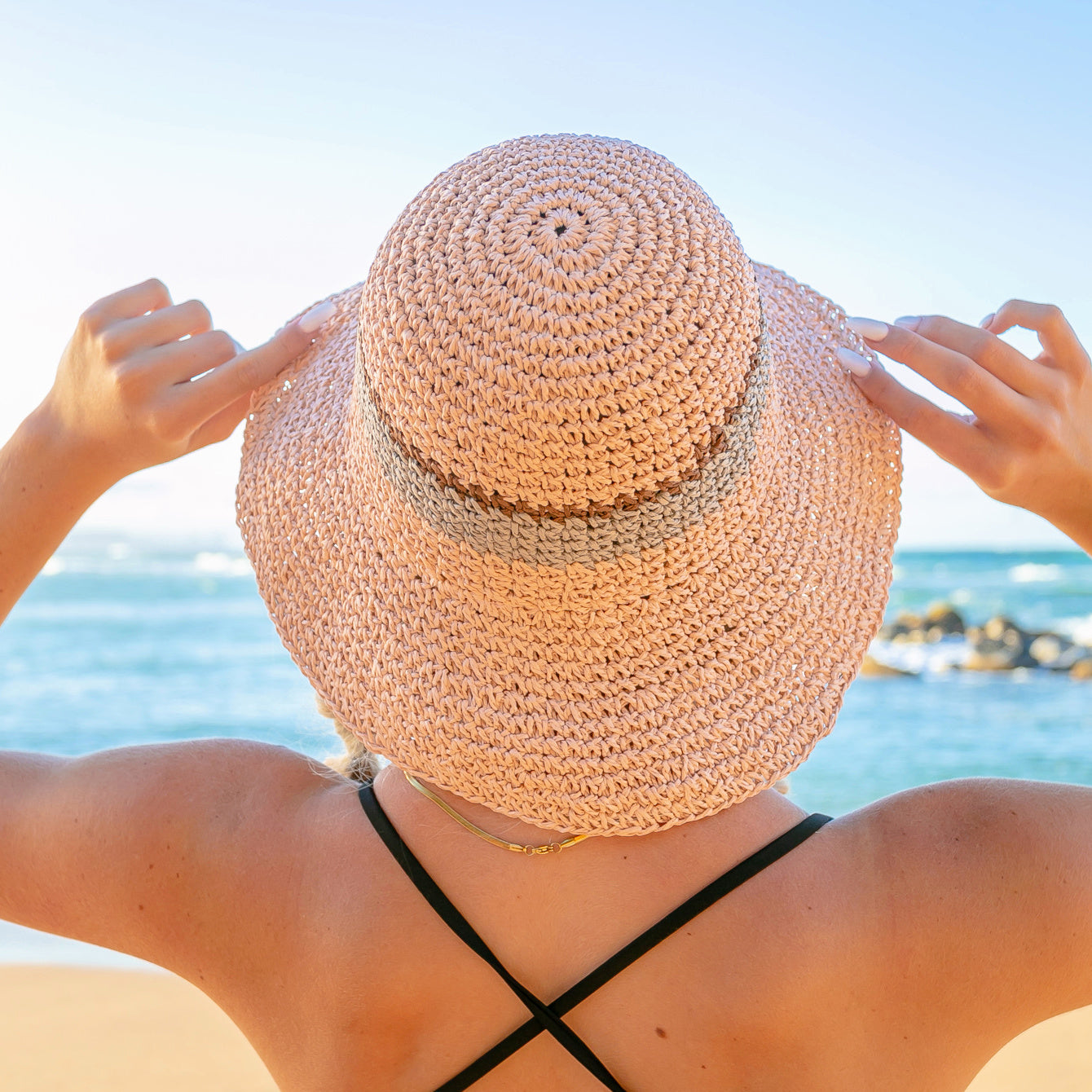 Stripe Accent Straw Hat