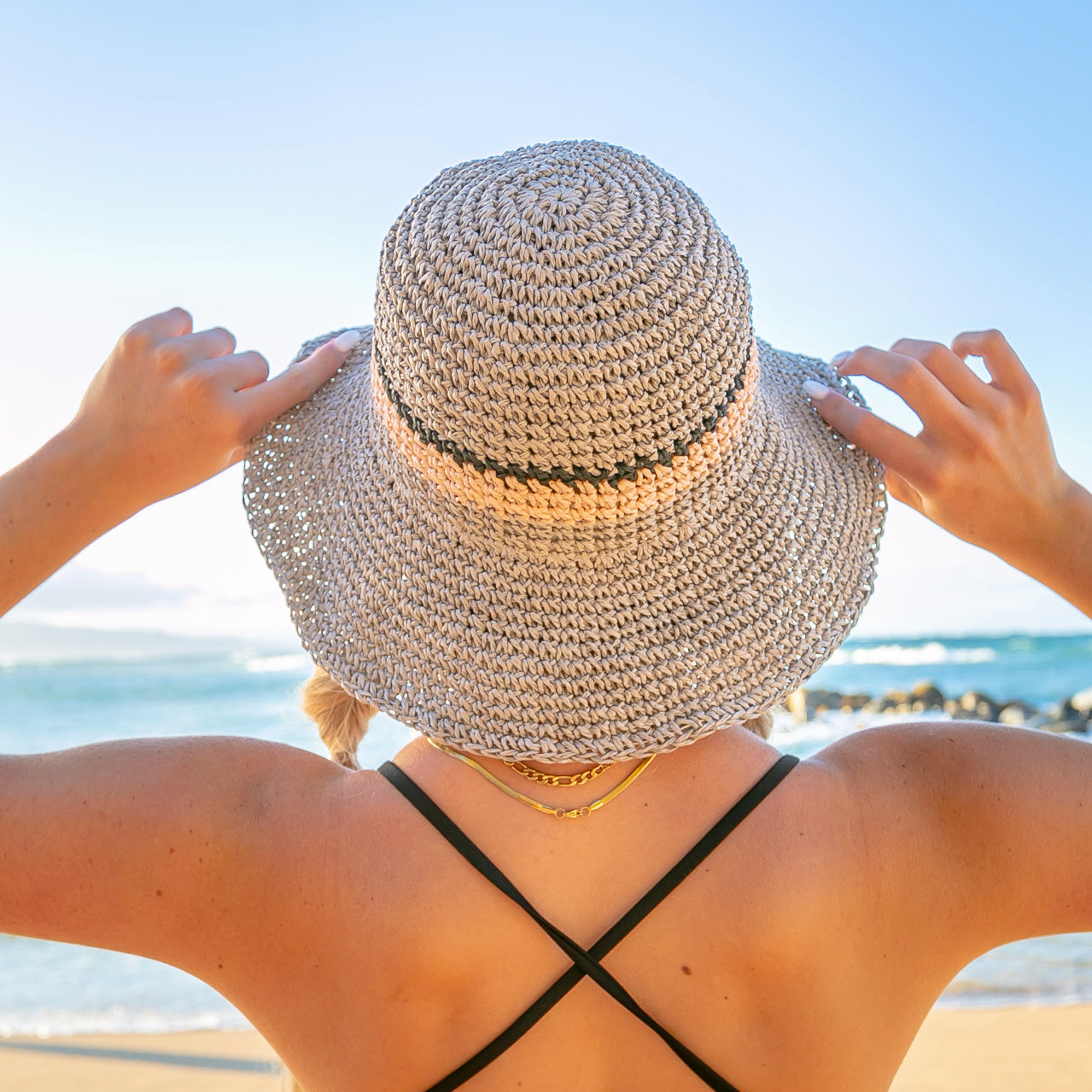 Stripe Accent Straw Hat