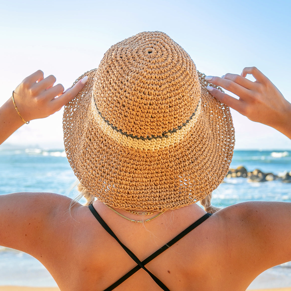 Stripe Accent Straw Hat