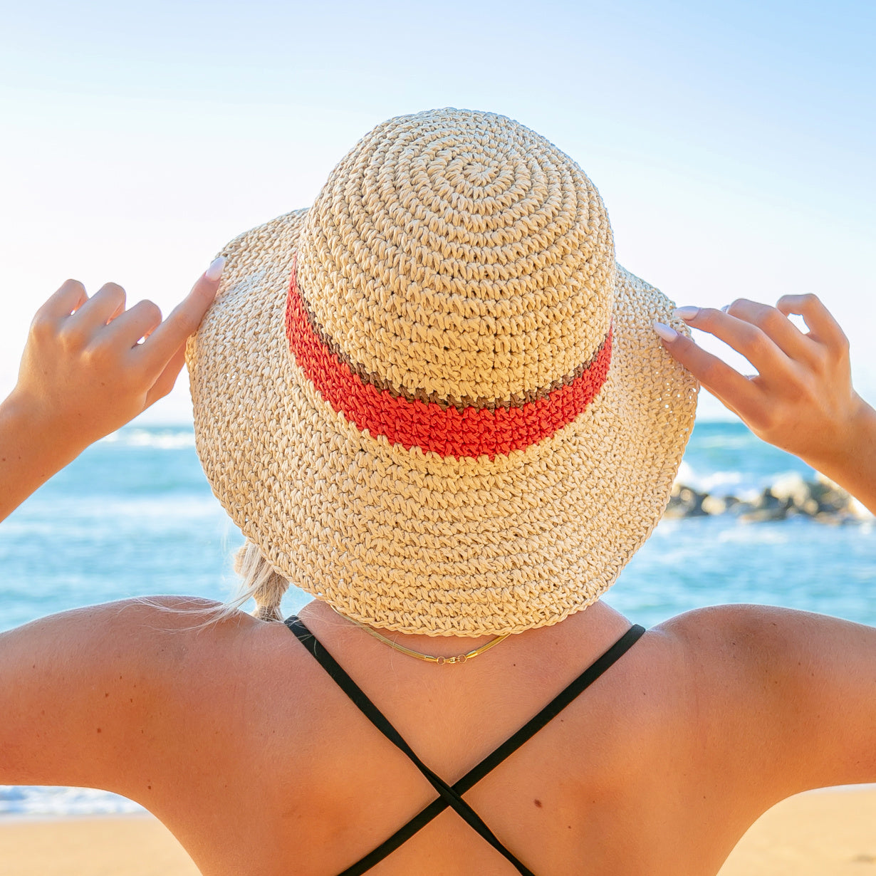 Stripe Accent Straw Hat