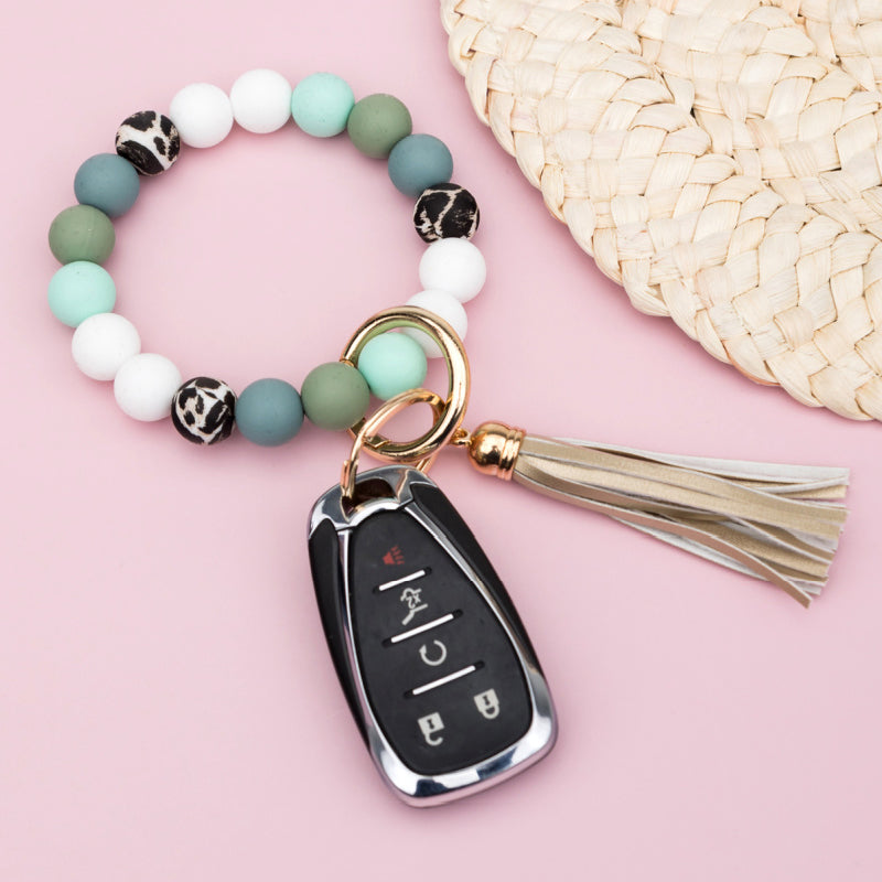 Silicone Monochromatic Key Ring Bracelet