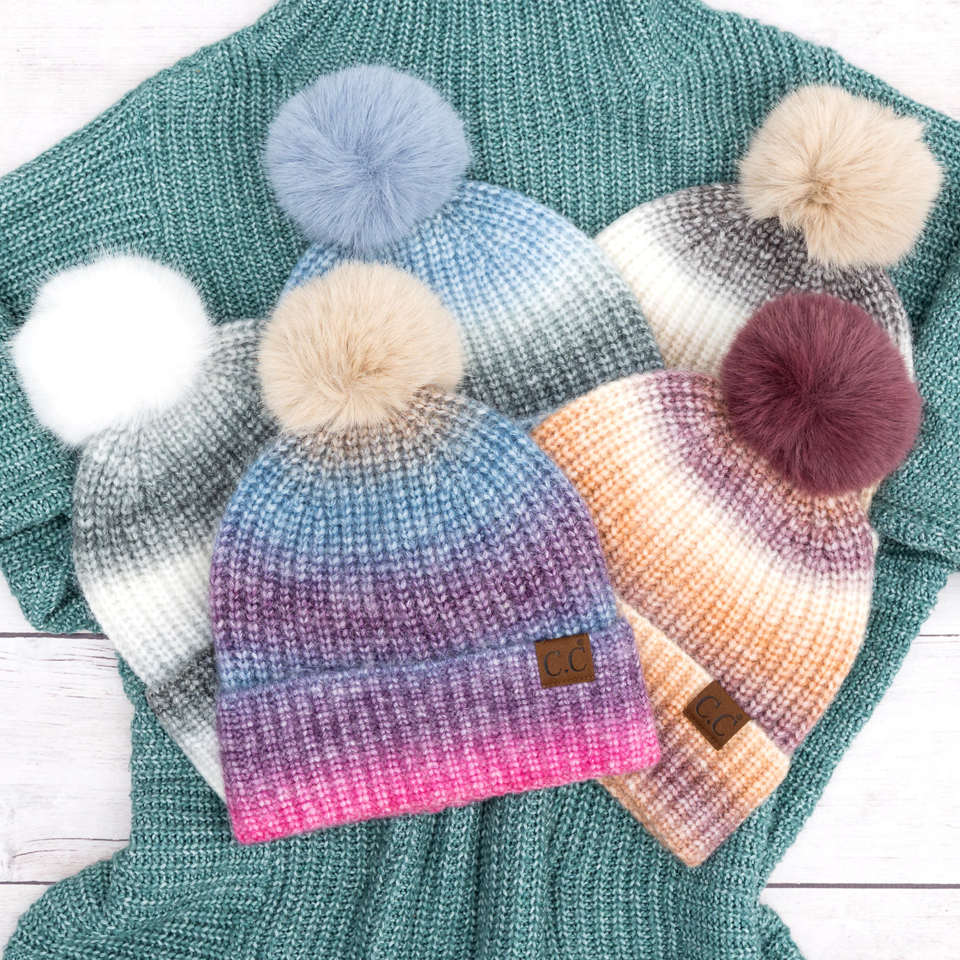 C.C® Ombre Fur Pom Beanie