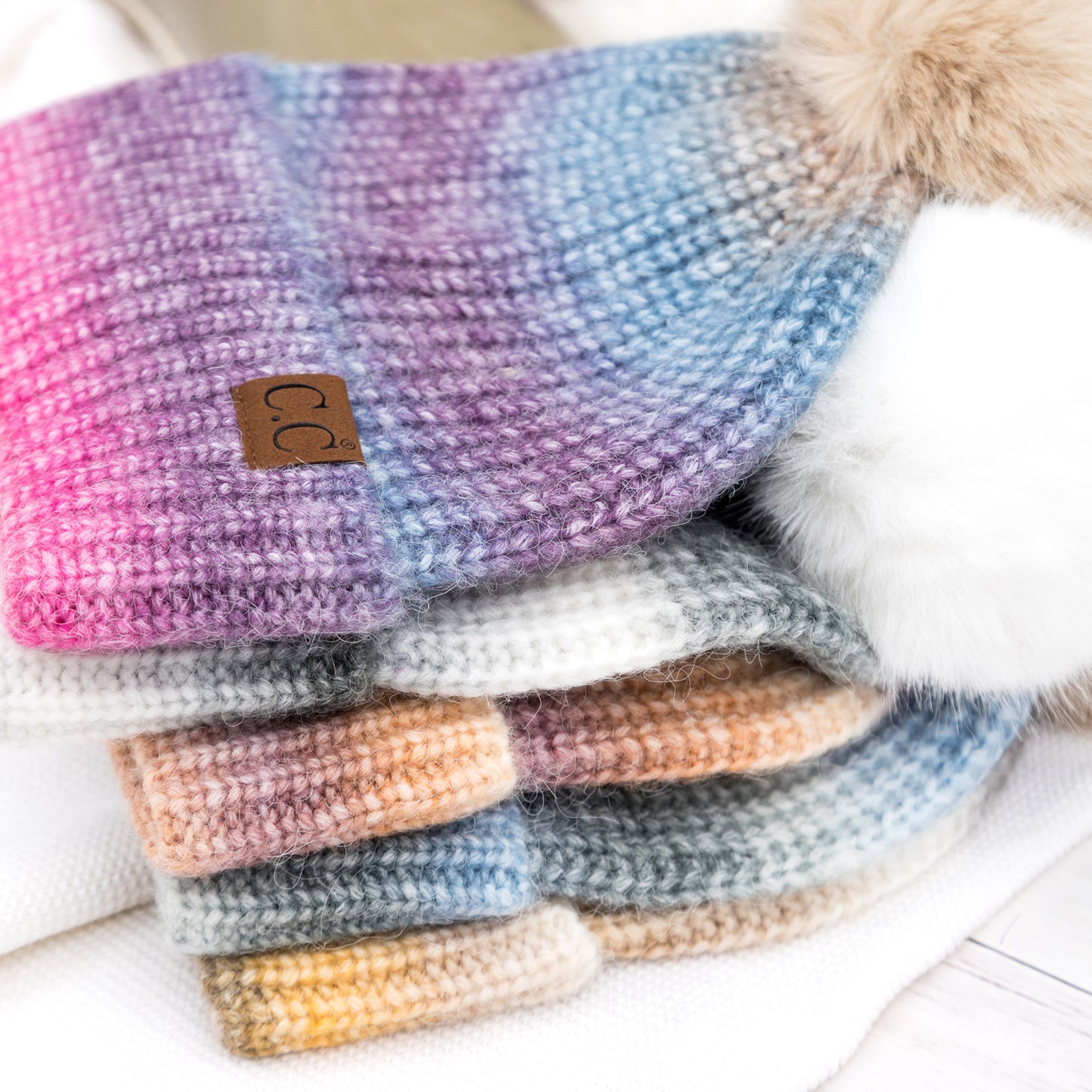 C.C® Ombre Fur Pom Beanie