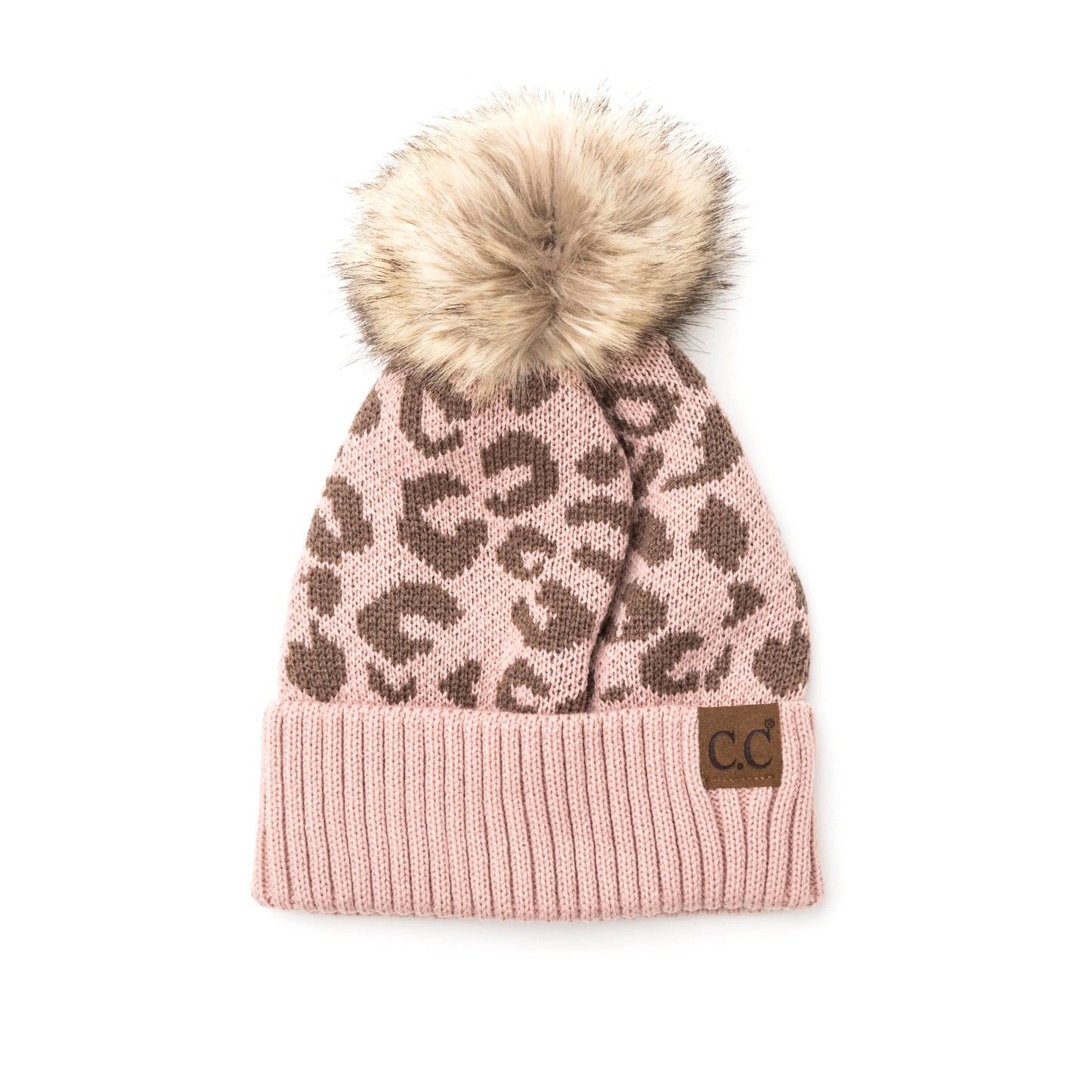 C.C® Natural Leopard Pom Beanie