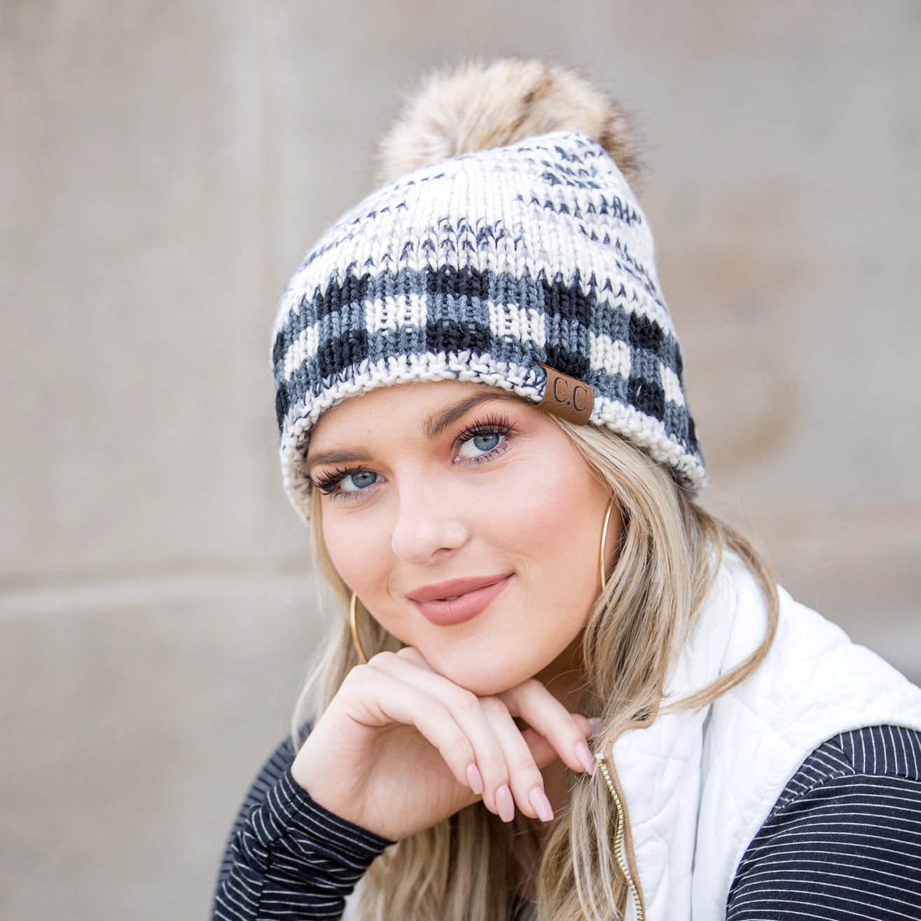 C.C® Buffalo Knit Pom Beanie