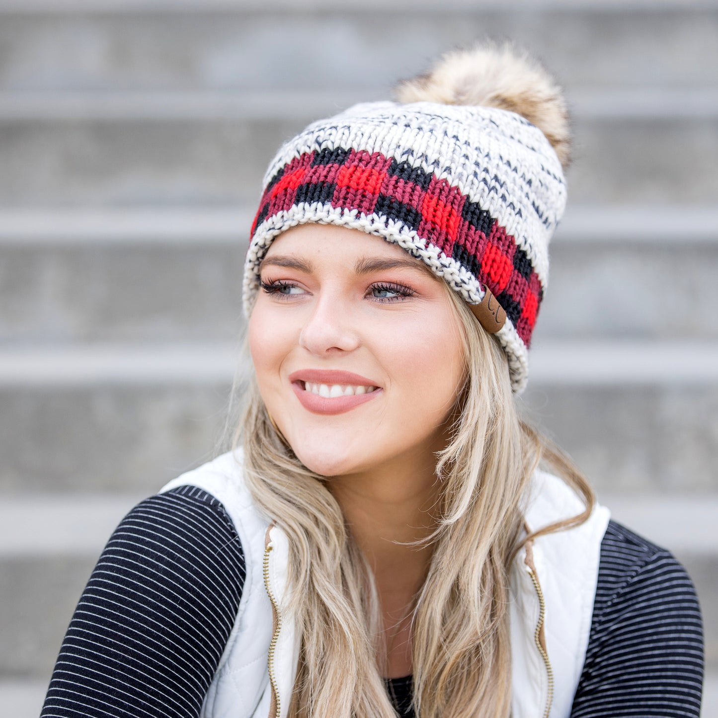 C.C® Buffalo Knit Pom Beanie