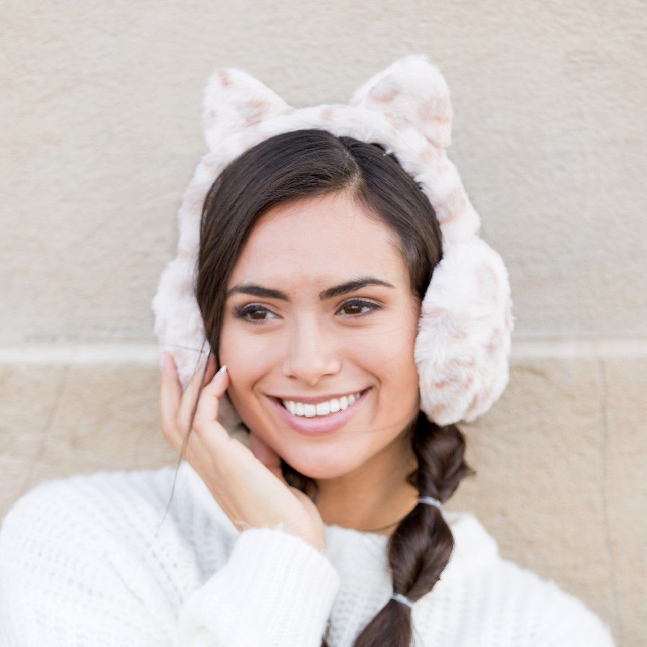 Animal Print Ear Muffs- Cream