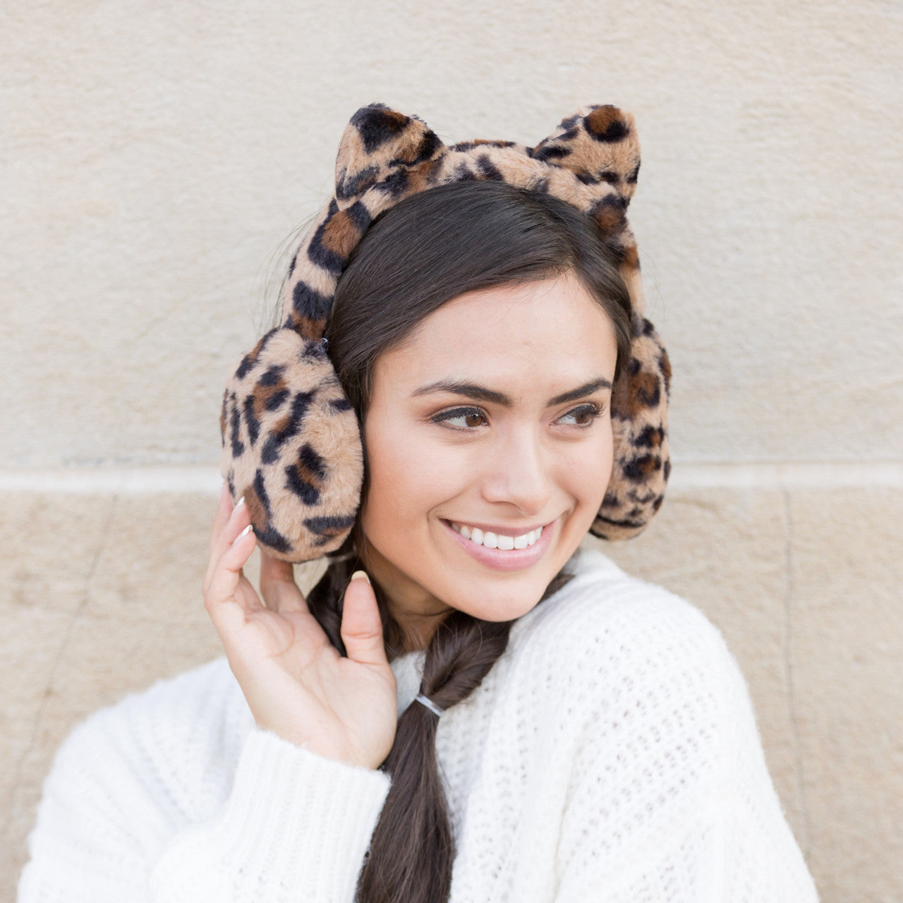 Animal Print Ear Muffs- Tan