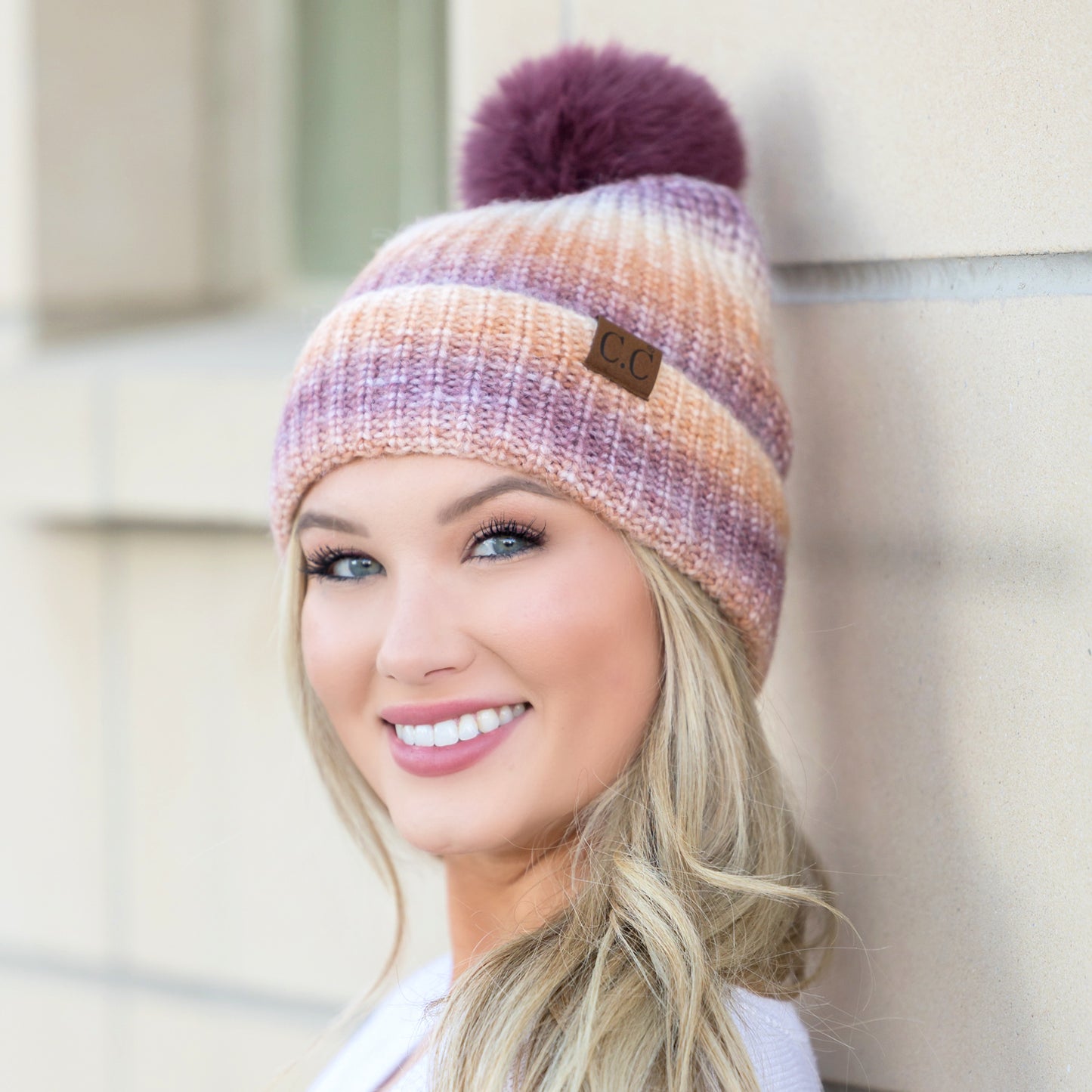 C.C® Ombre Fur Pom Beanie