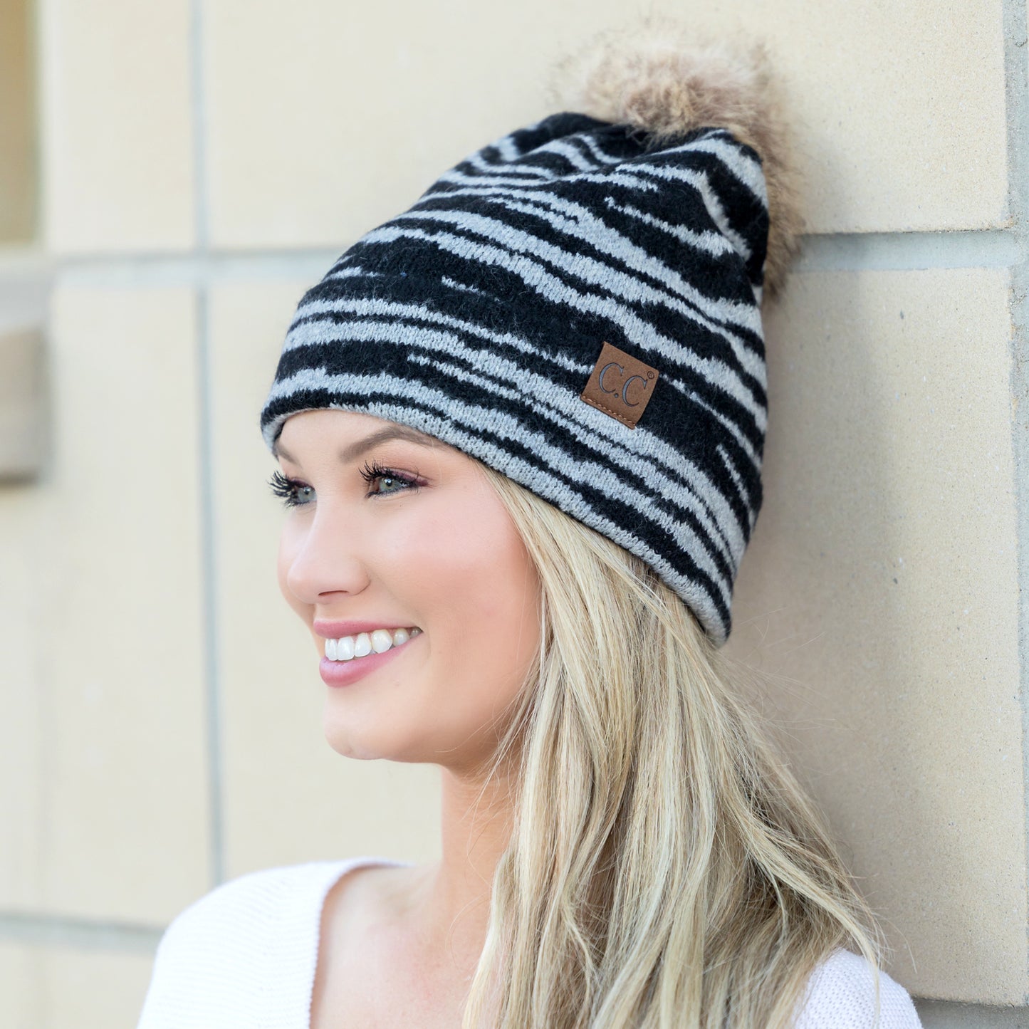 C.C® Zebra Pom Beanie