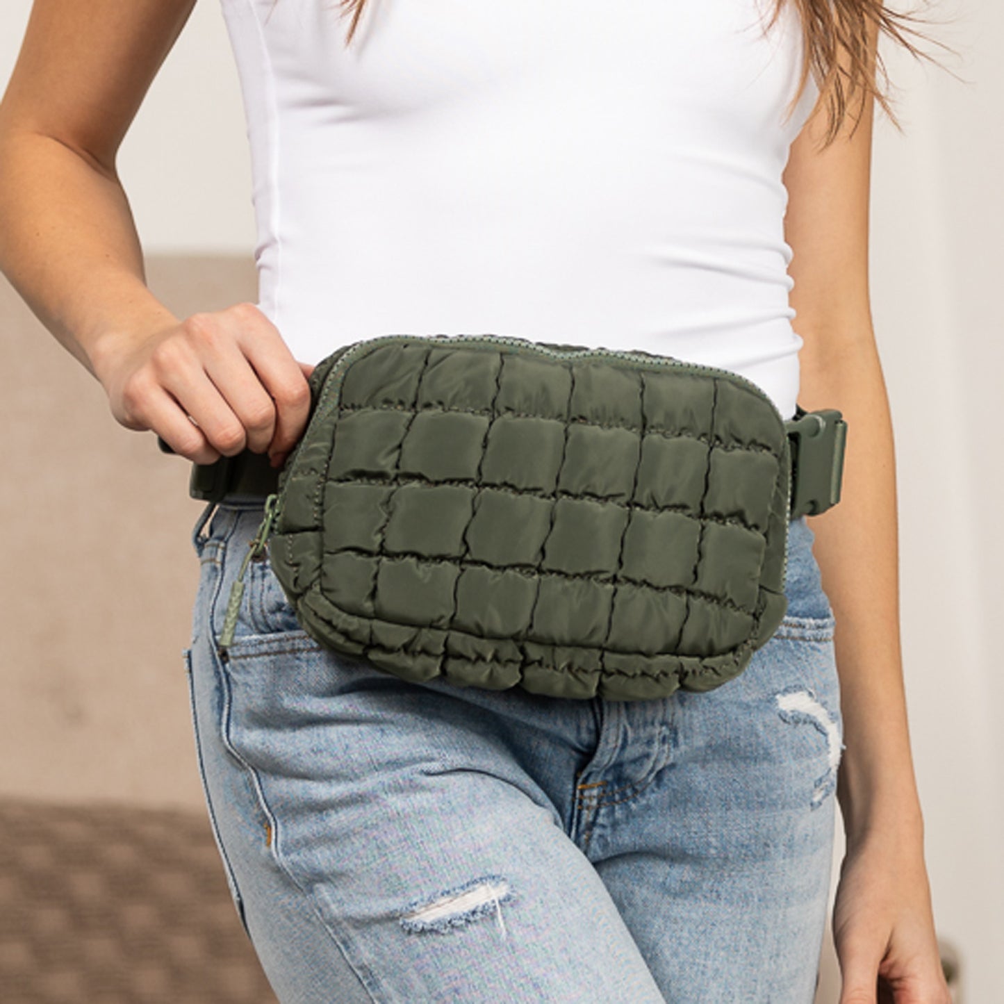 Evyn Quilted Puffer Sling Belt Bum Bag