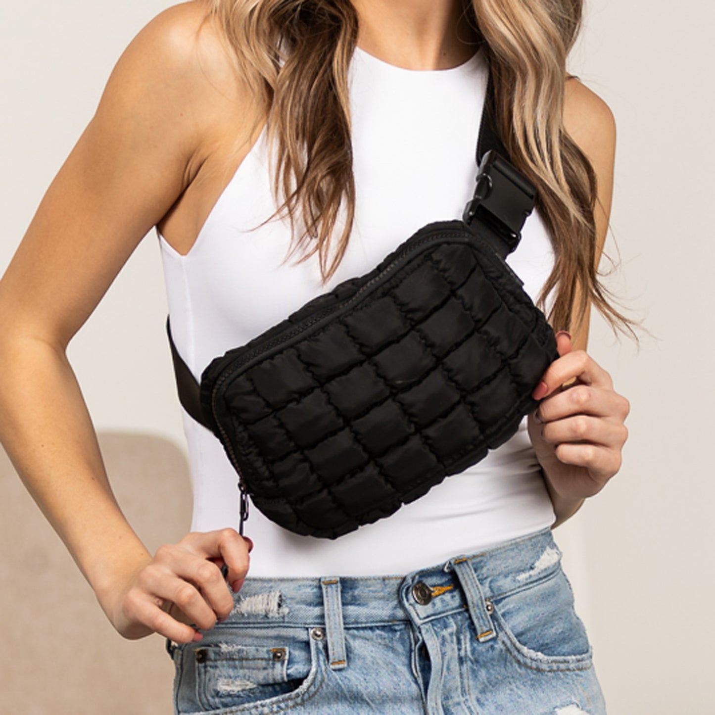 Evyn Quilted Puffer Sling Belt Bum Bag