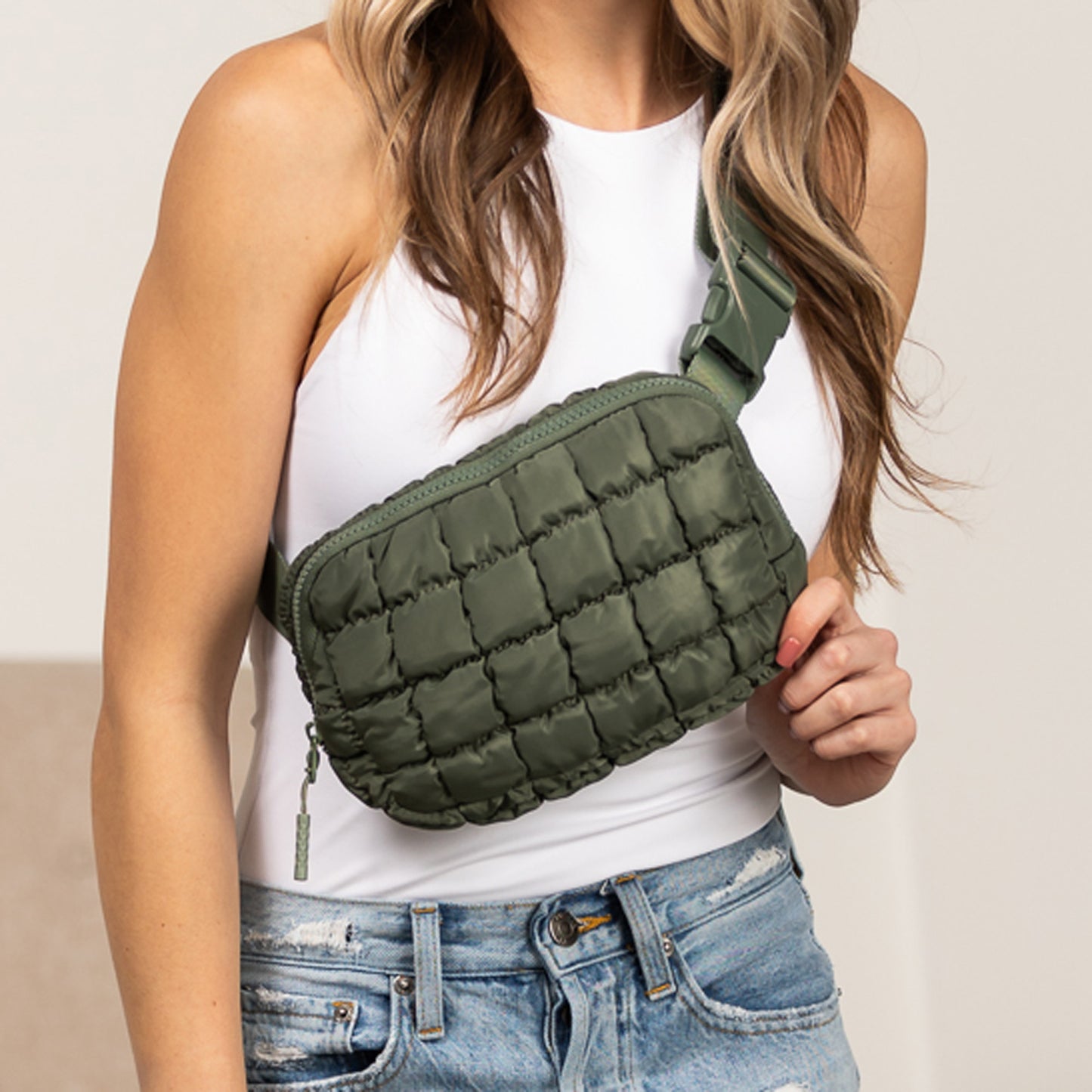 Evyn Quilted Puffer Sling Belt Bum Bag