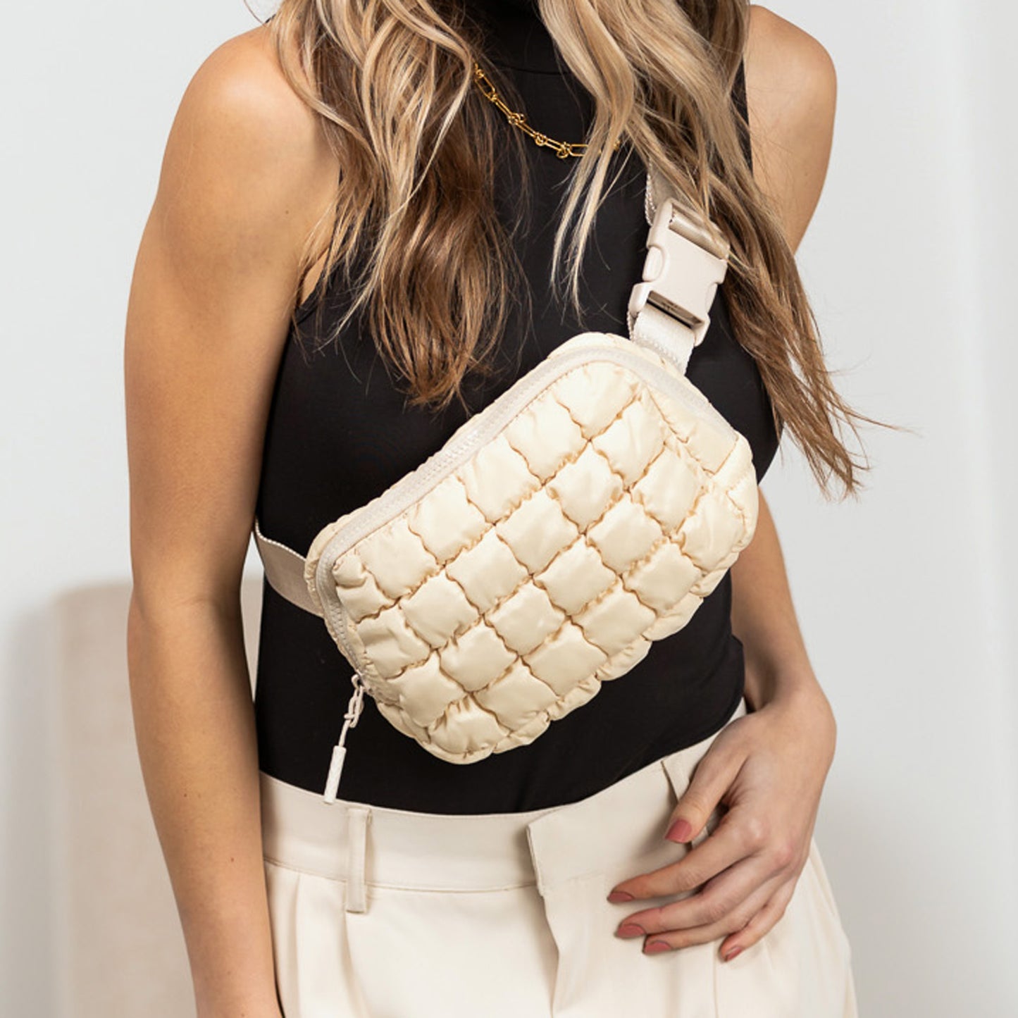 Evyn Quilted Puffer Sling Belt Bum Bag