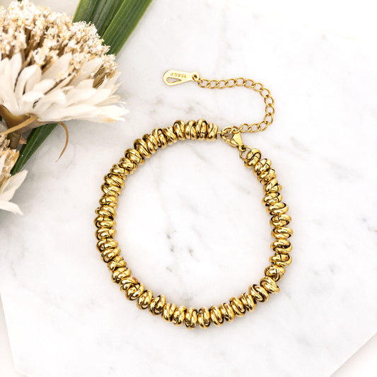 18K STAINLESS STEEL TWISTED BEAD BRACELET