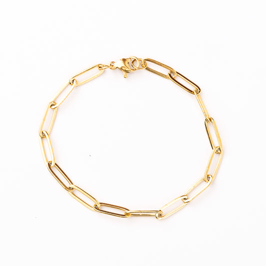 18K STAINLESS STEEL NON TARNISH PAPERCLIP BRACELET