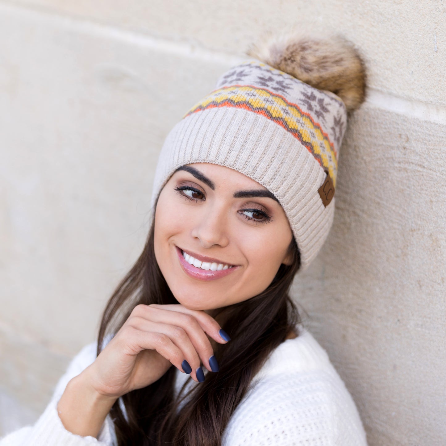 C.C® Nordic Fair Isle Pom Beanie Hat