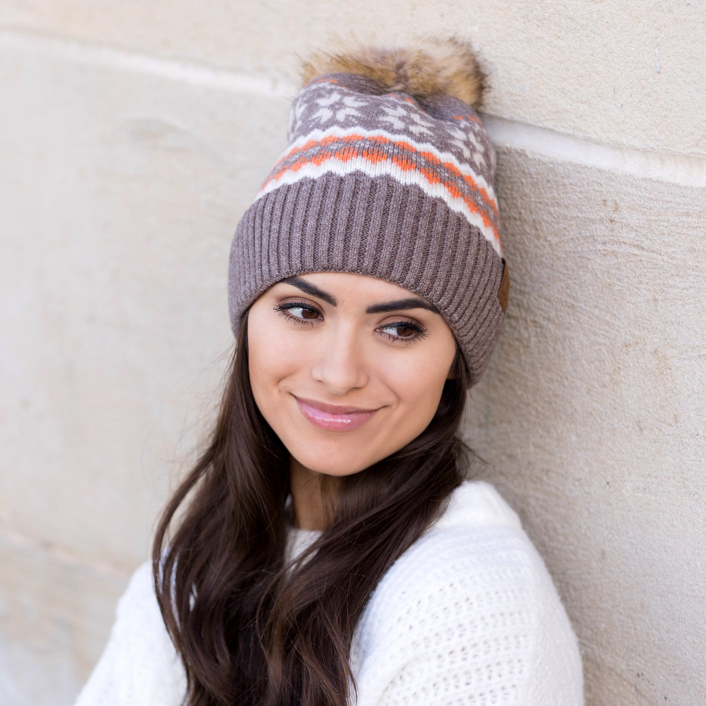 C.C® Nordic Fair Isle Pom Beanie Hat