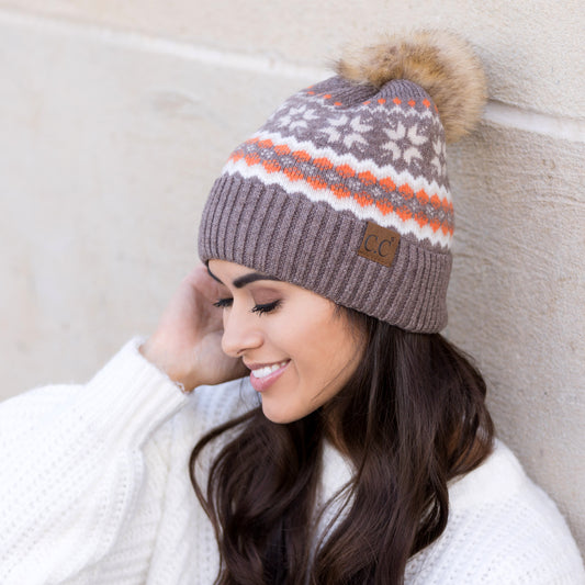 C.C® Nordic Fair Isle Pom Beanie Hat