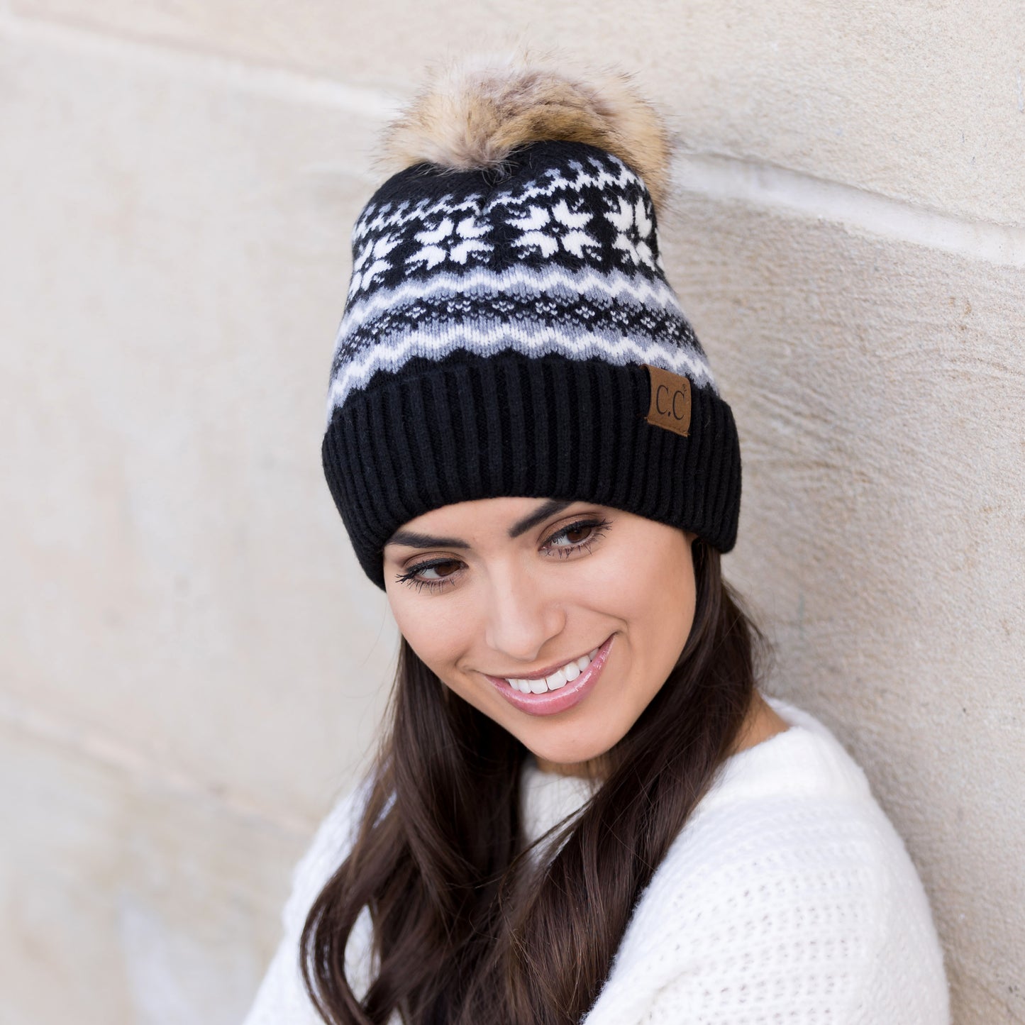 C.C® Nordic Fair Isle Pom Beanie Hat