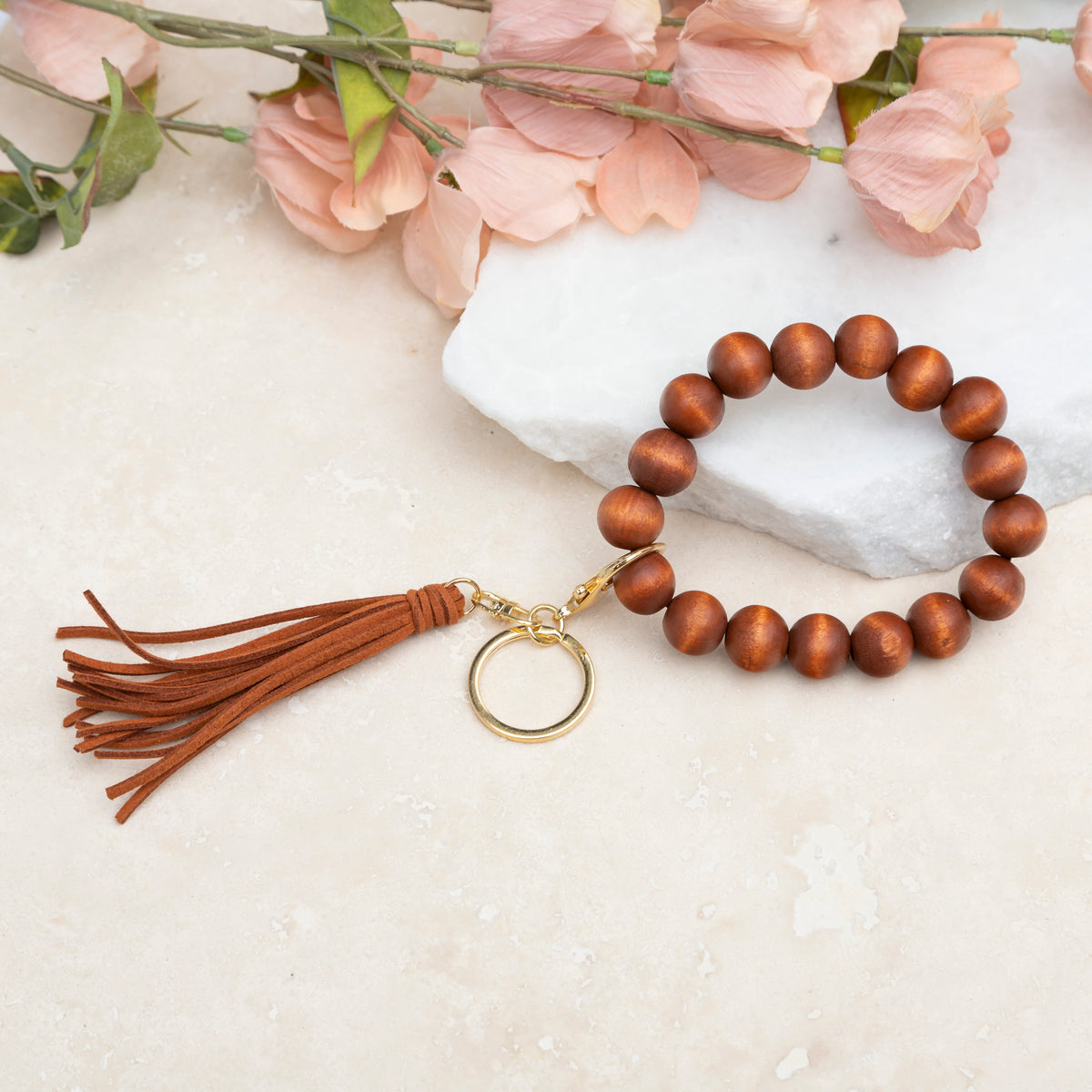 Wooden Key Ring Bracelet