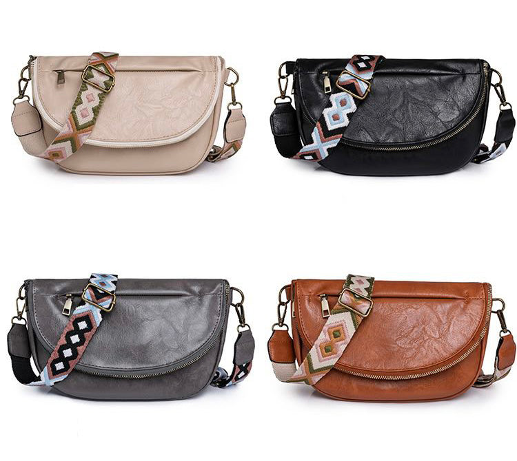 Callie Fold Over Leather Crossbody Sling Bag