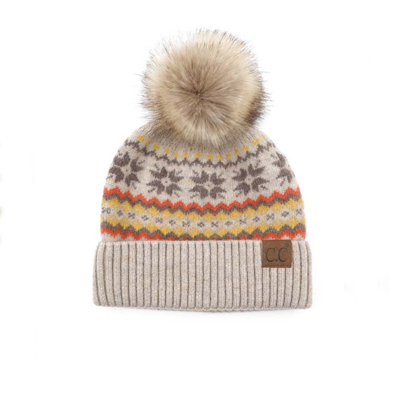 C.C® Nordic Fair Isle Pom Beanie Hat