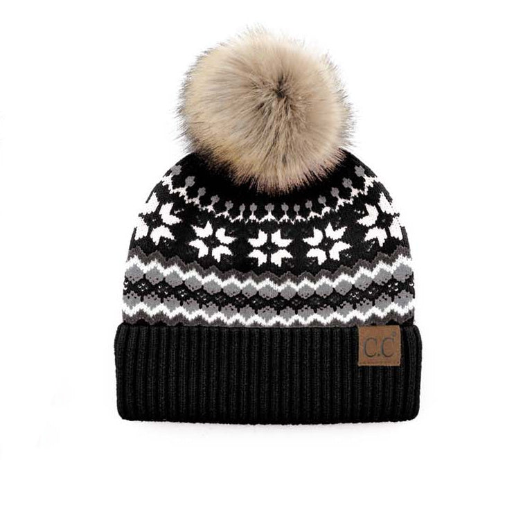 C.C® Nordic Fair Isle Pom Beanie Hat