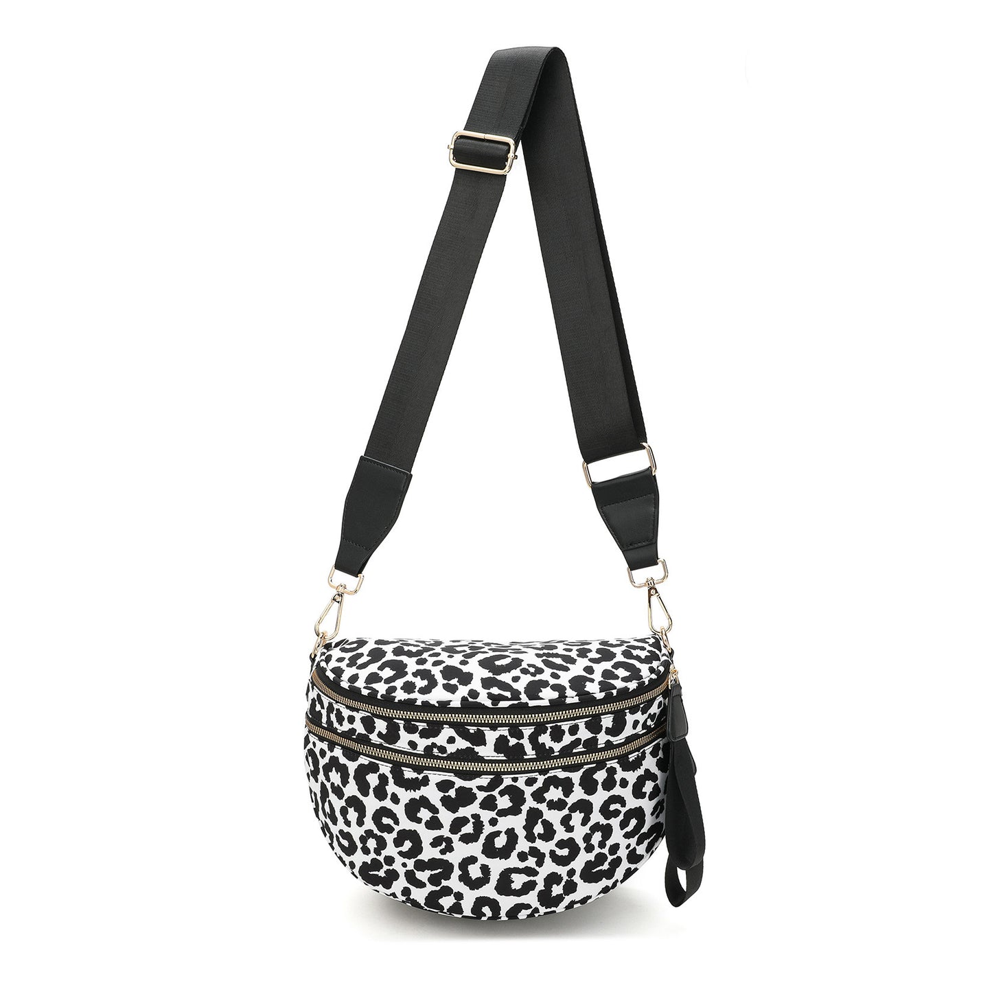 Dylan Oversize Leopard Double Zip Crescent Sling