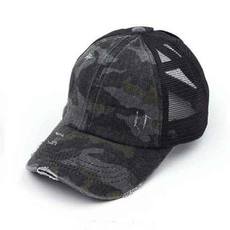 Girls CC Criss-Cross Ponytail Caps-Camo