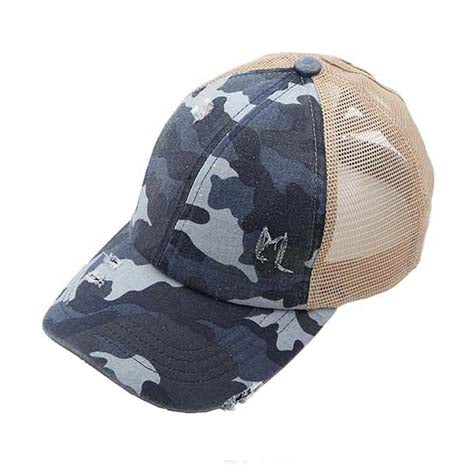 Girls CC Criss-Cross Ponytail Caps-Camo
