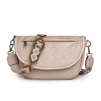 Callie Fold Over Leather Crossbody Sling Bag